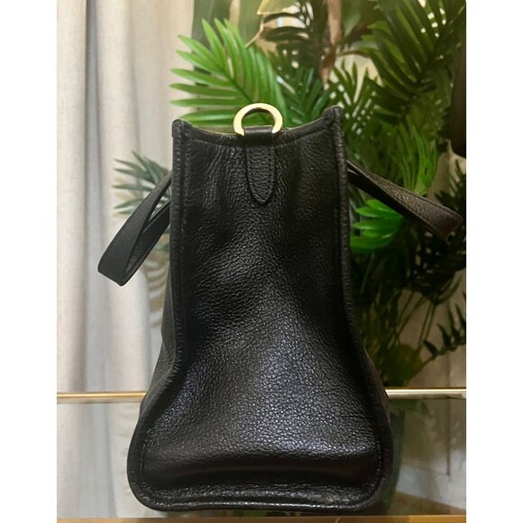 Coach Black Leather Tote Bag With Gold Hardware & Embossed Logo - Picture 2 of 10